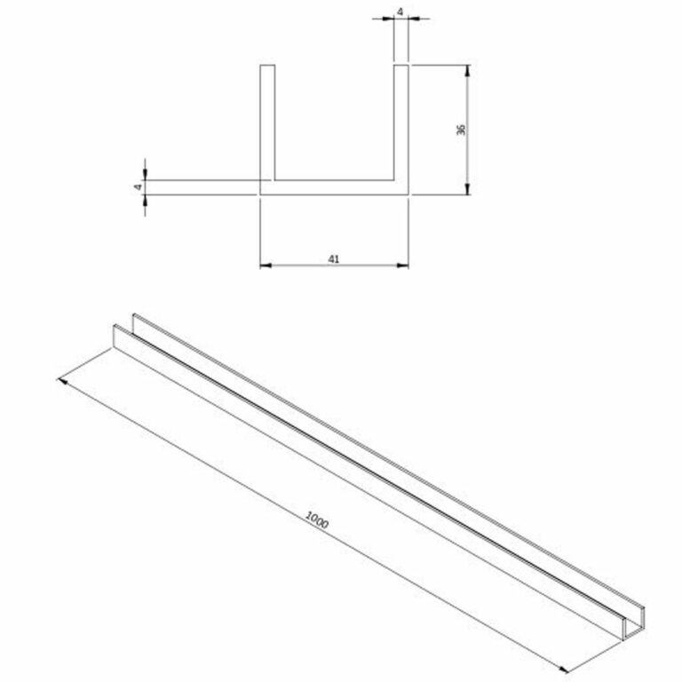 U-profil 42mm till 32mm plank